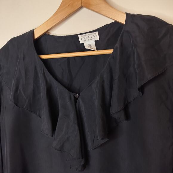 Vintage Express 100% Silk Ruffled Blouse Campagnie Internationale - Picture 4 of 7